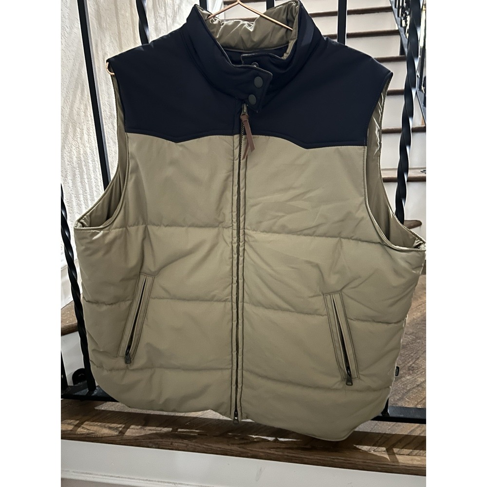 Men's Size Large Orvis Vest Insulated Beige Full Zip